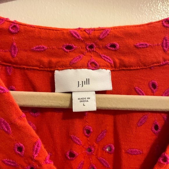 J. Jill Red Top with Pink Embroidery - Picture 2 of 3